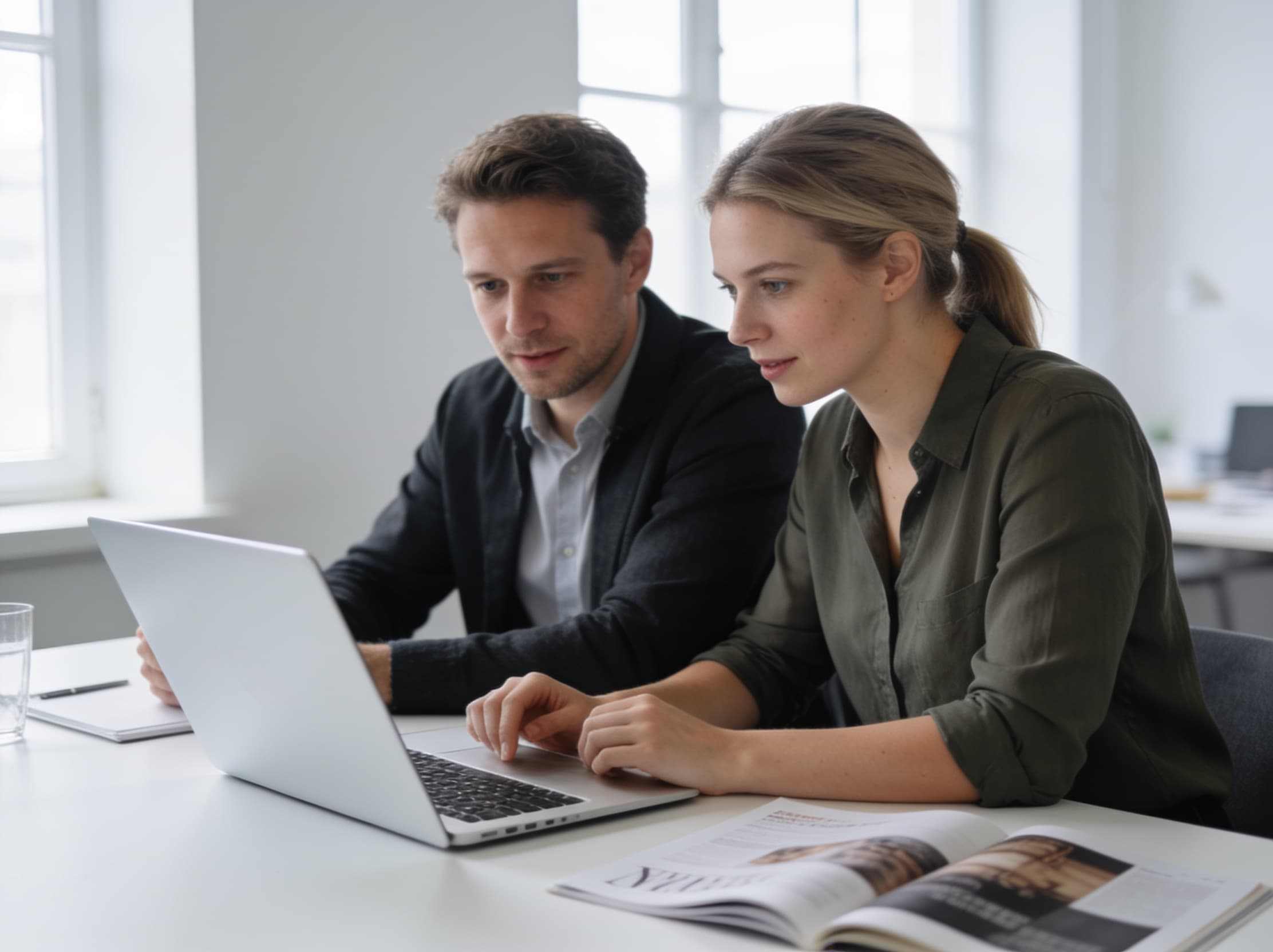 Two colleagues reviewing the Mirror playbook together
